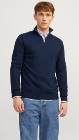 JACK & JONES JJEEMIL knit half zip in mocha bisque - Image 1