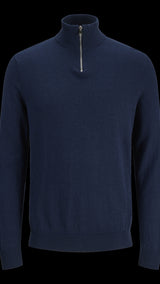 JACK & JONES JJEEMIL knit half zip in mocha bisque - Image 3