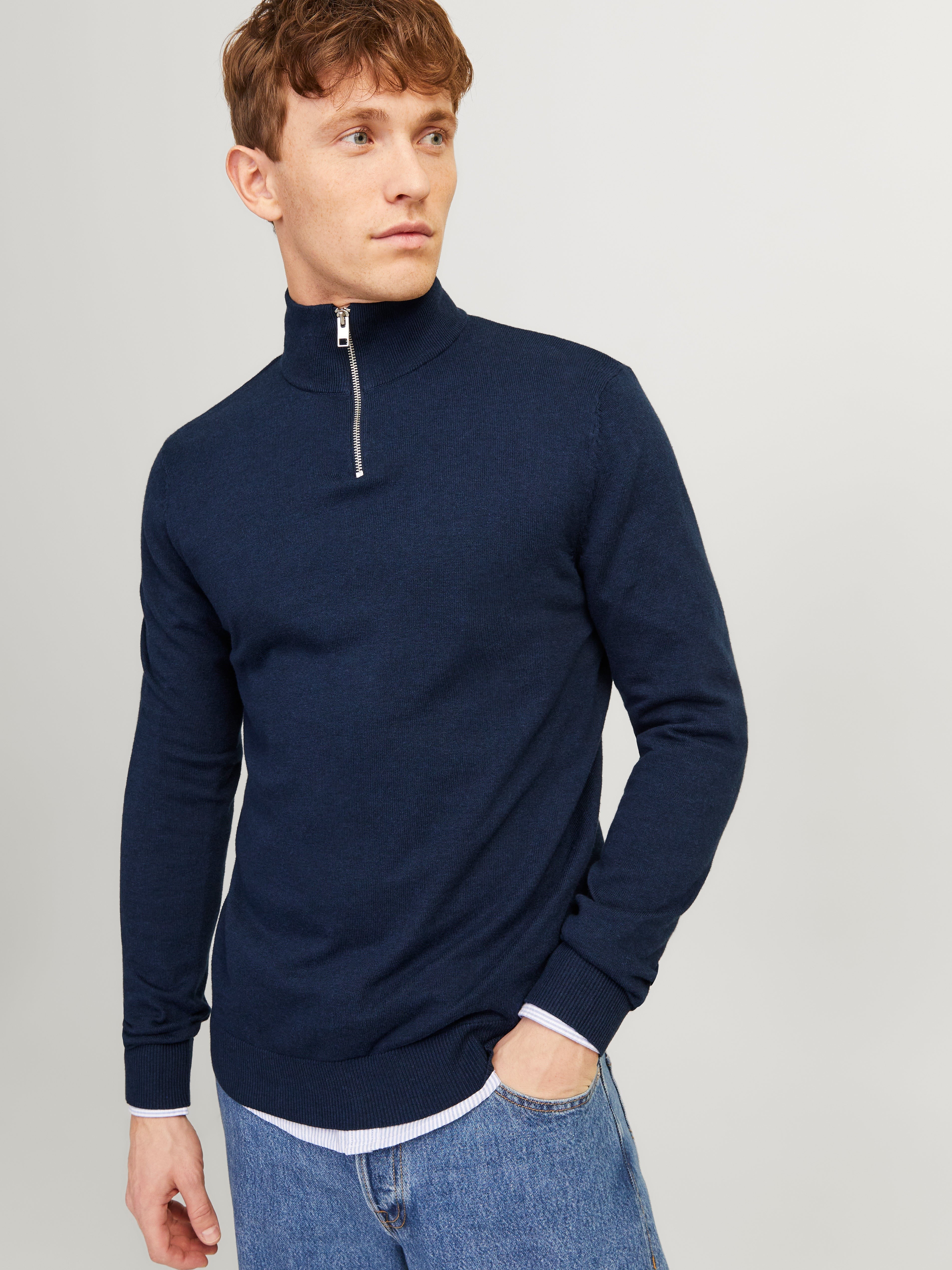 JACK & JONES JJEEMIL knit half zip in mocha bisque - Image 8