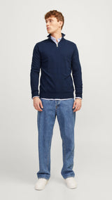 JACK & JONES JJEEMIL knit half zip in mocha bisque - Image 5