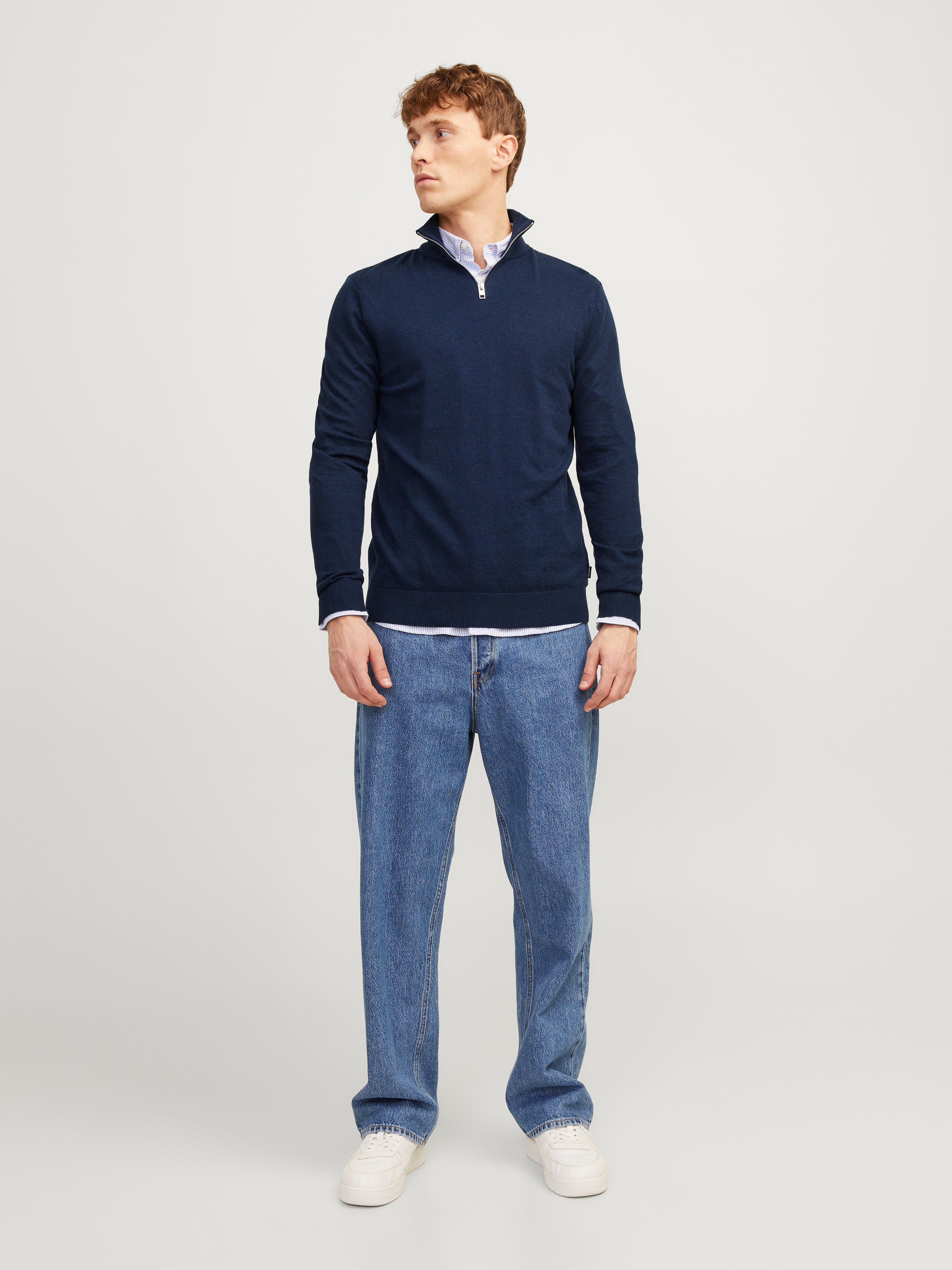 JACK & JONES JJEEMIL knit half zip in mocha bisque - Image 5
