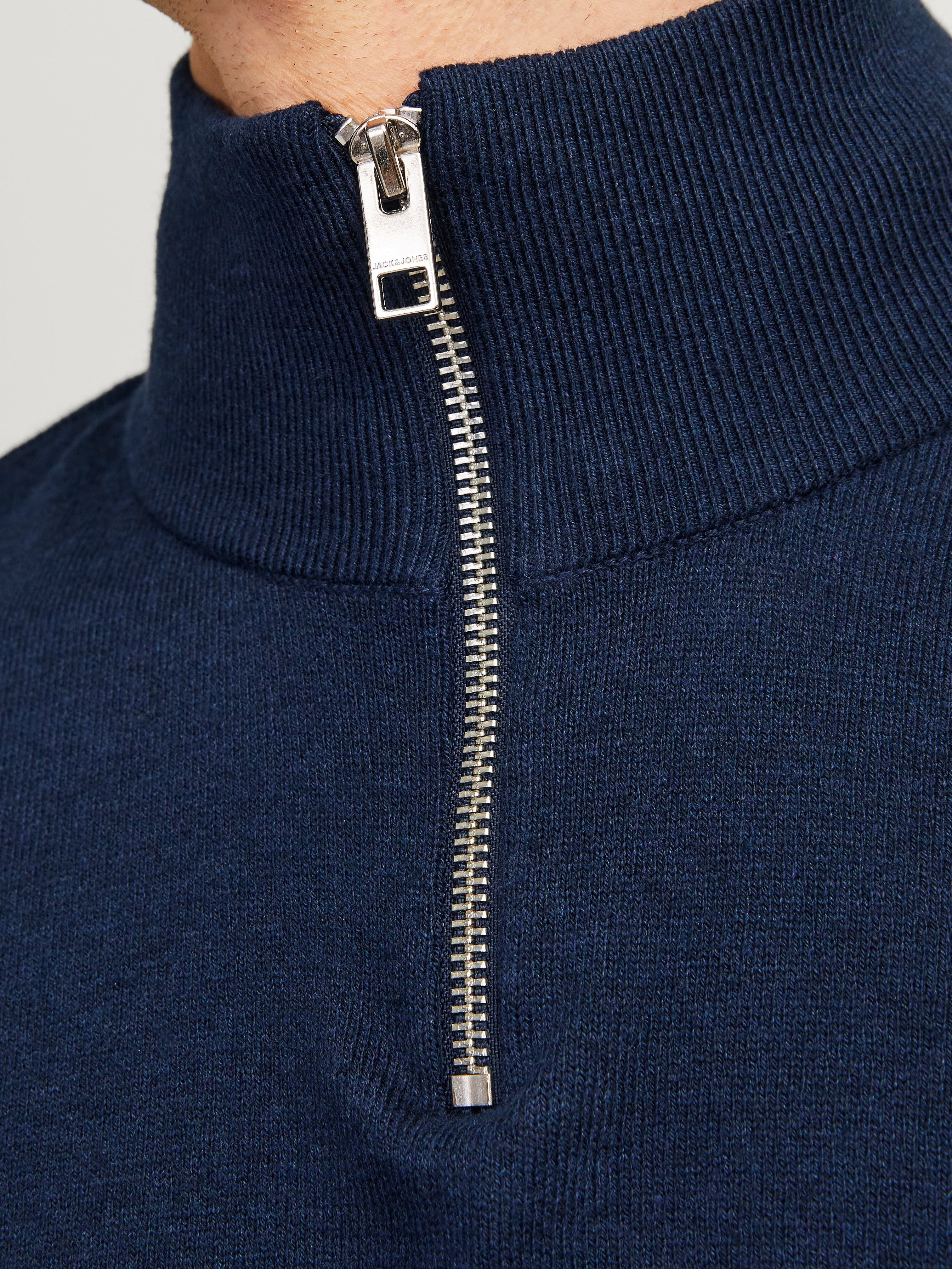 JACK & JONES JJEEMIL knit half zip in mocha bisque - Image 7