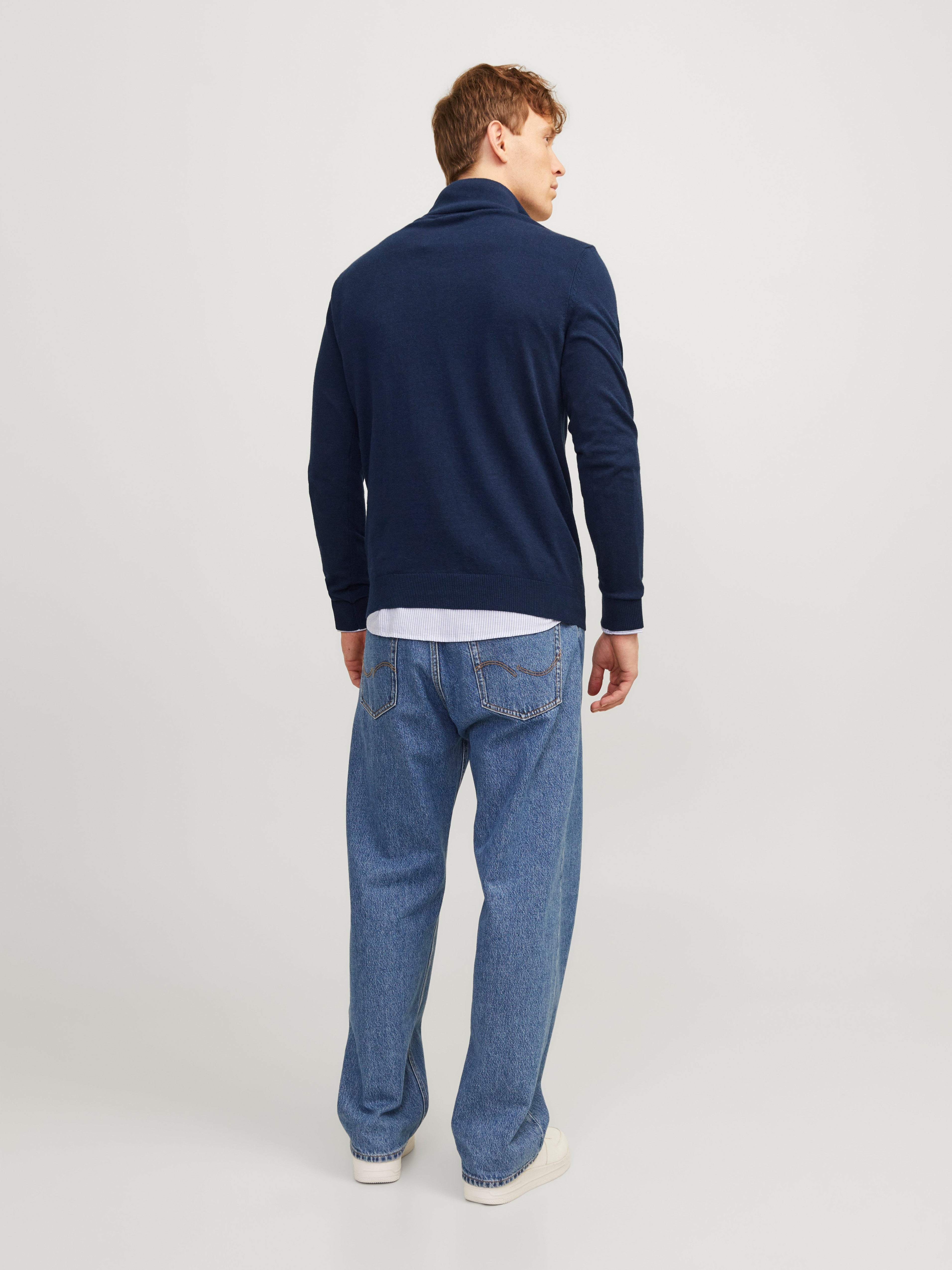 JACK & JONES JJEEMIL knit half zip in mocha bisque - Image 2