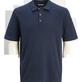JACK & JONES JJEEMIL knit relaxed polo in navy blazer - Image 3