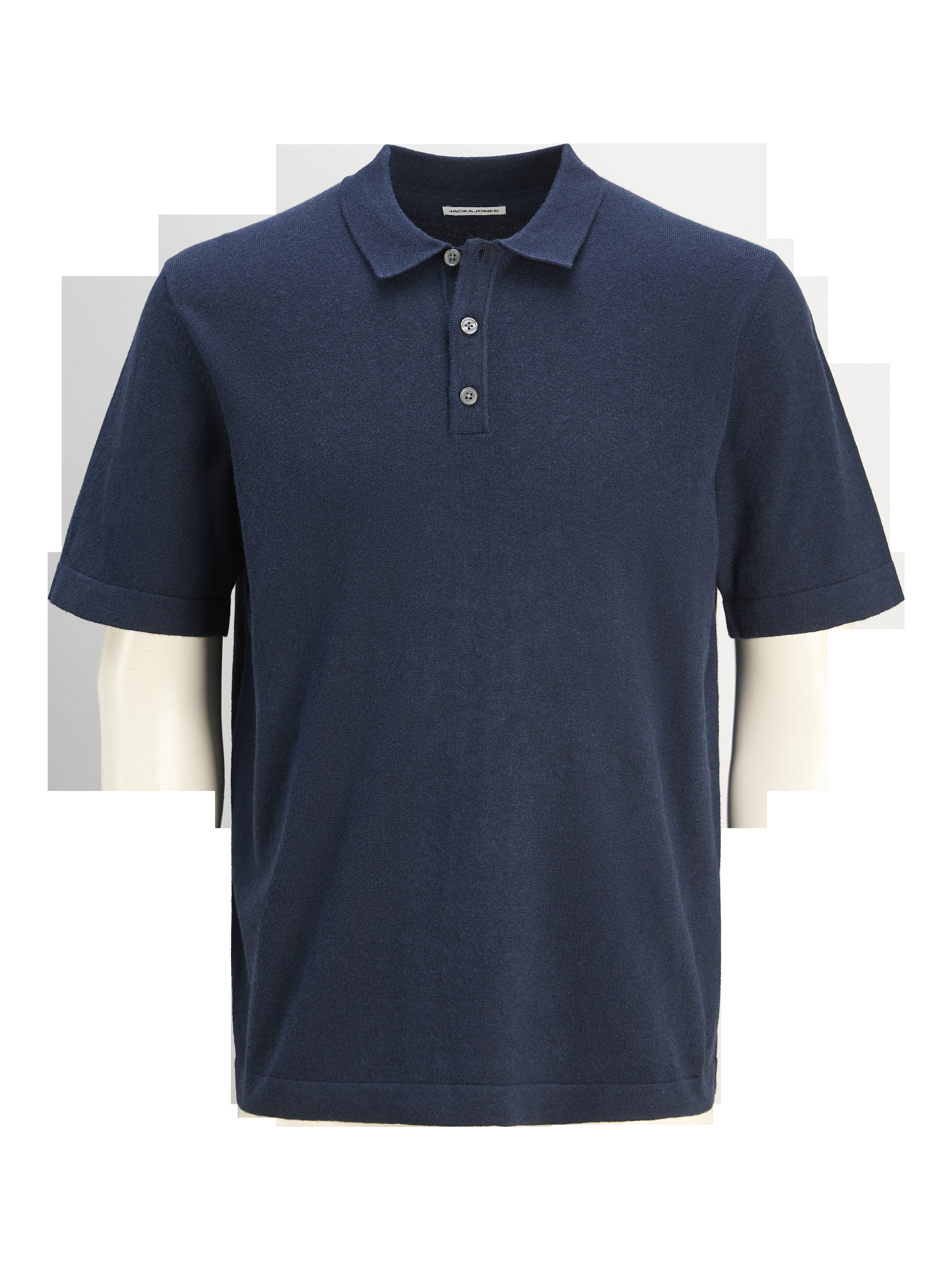 JACK & JONES JJEEMIL knit relaxed polo in navy blazer - Image 3