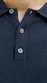 JACK & JONES JJEEMIL knit relaxed polo in navy blazer - Image 6