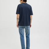 JACK & JONES JJEEMIL knit relaxed polo in navy blazer - Image 2