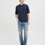 JACK & JONES JJEEMIL knit relaxed polo in navy blazer - Image 4