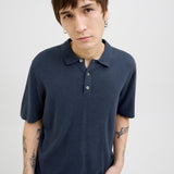 JACK & JONES JJEEMIL knit relaxed polo in navy blazer - Image 7