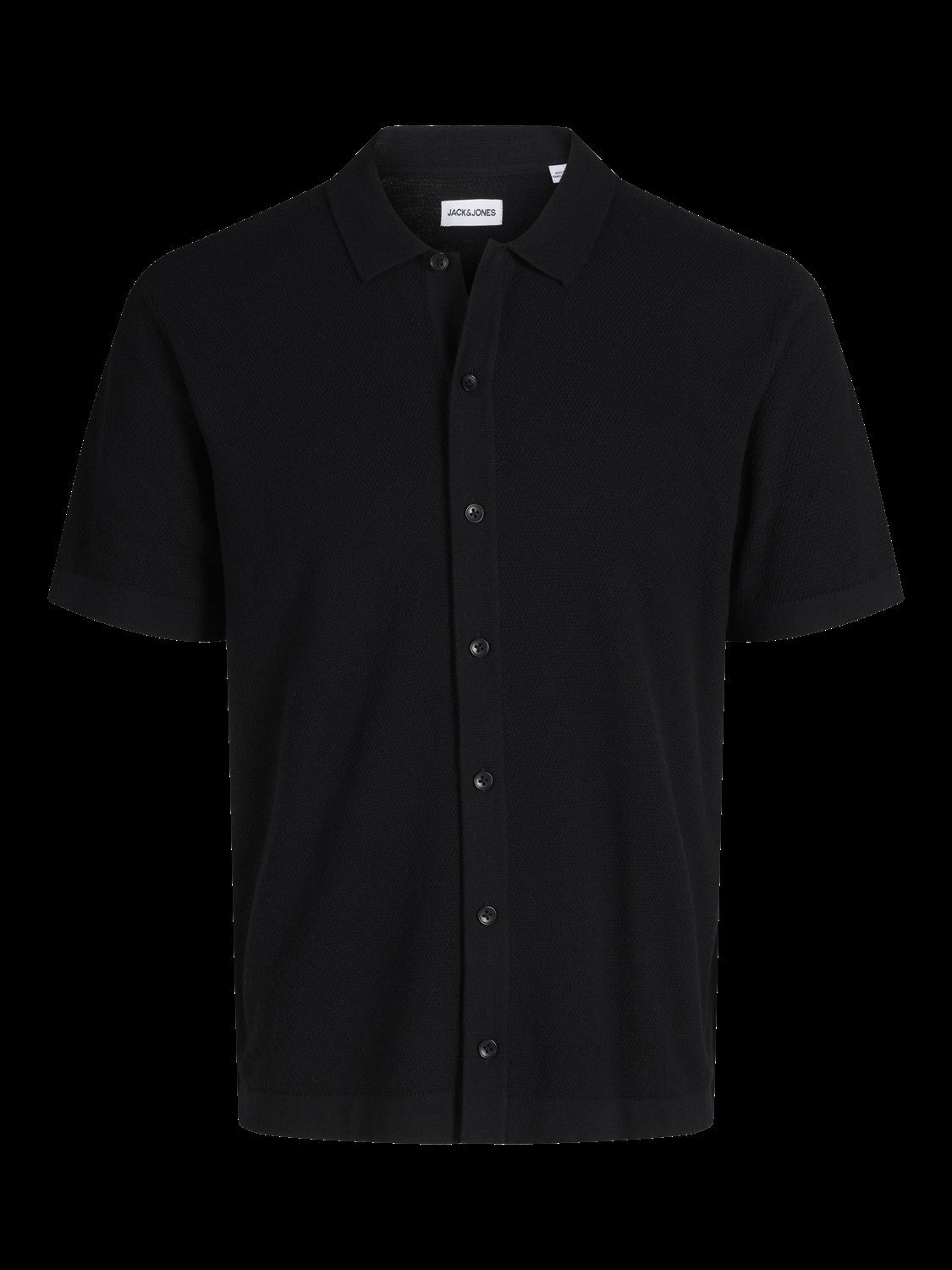 JACK & JONES JJEEMIL knit structure shirt in black - Image 3