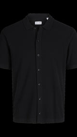 JACK & JONES JJEEMIL knit structure shirt in black - Image 3
