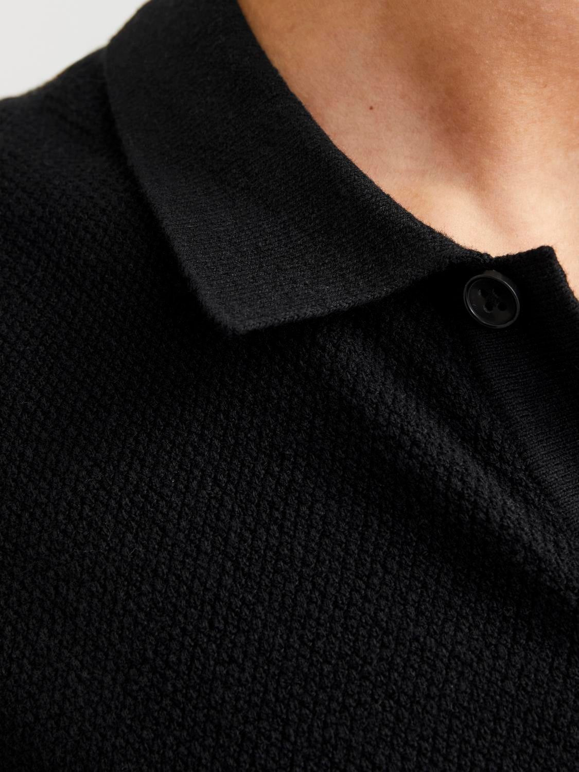 JACK & JONES JJEEMIL knit structure shirt in black - Image 6