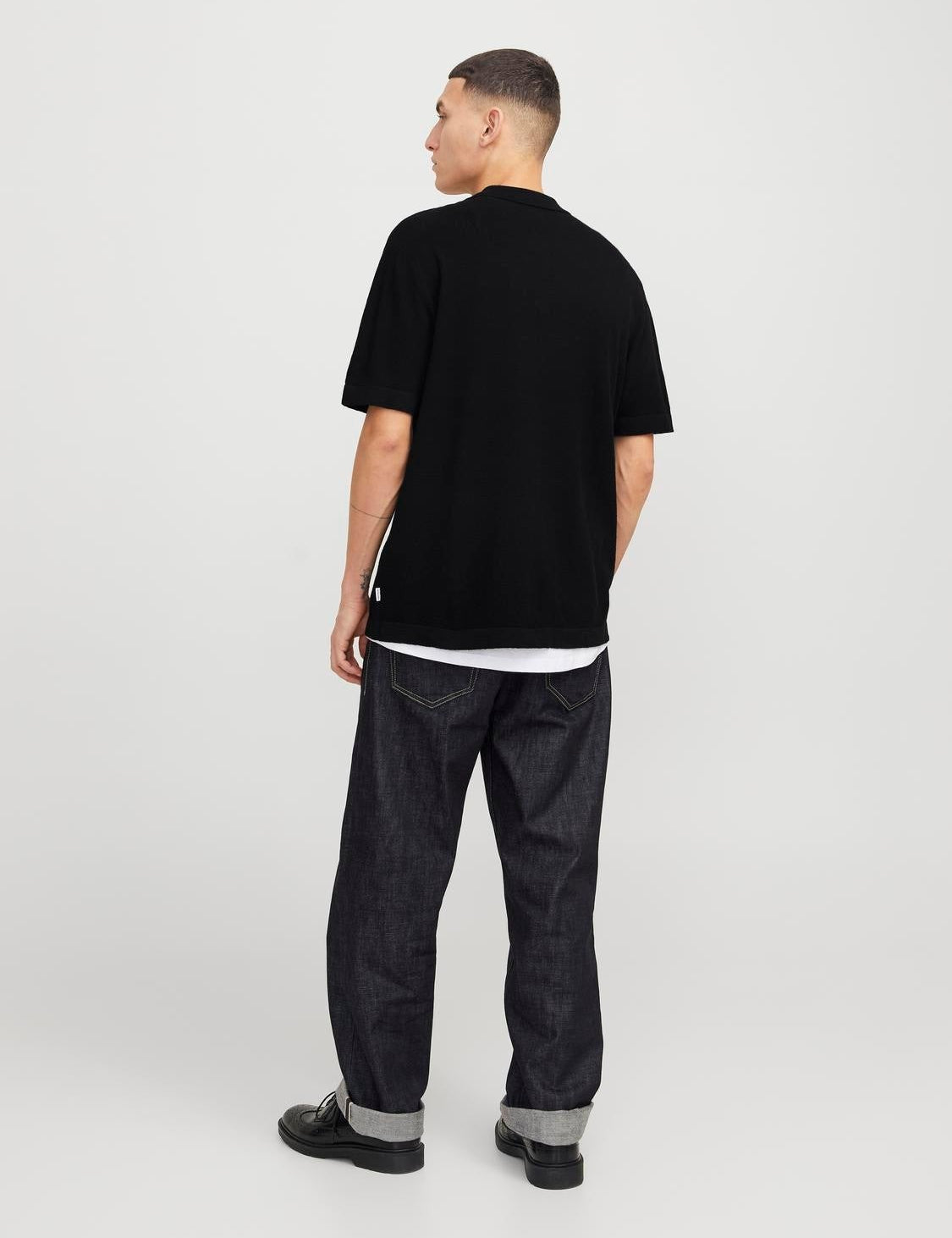JACK & JONES JJEEMIL knit structure shirt in black - Image 2