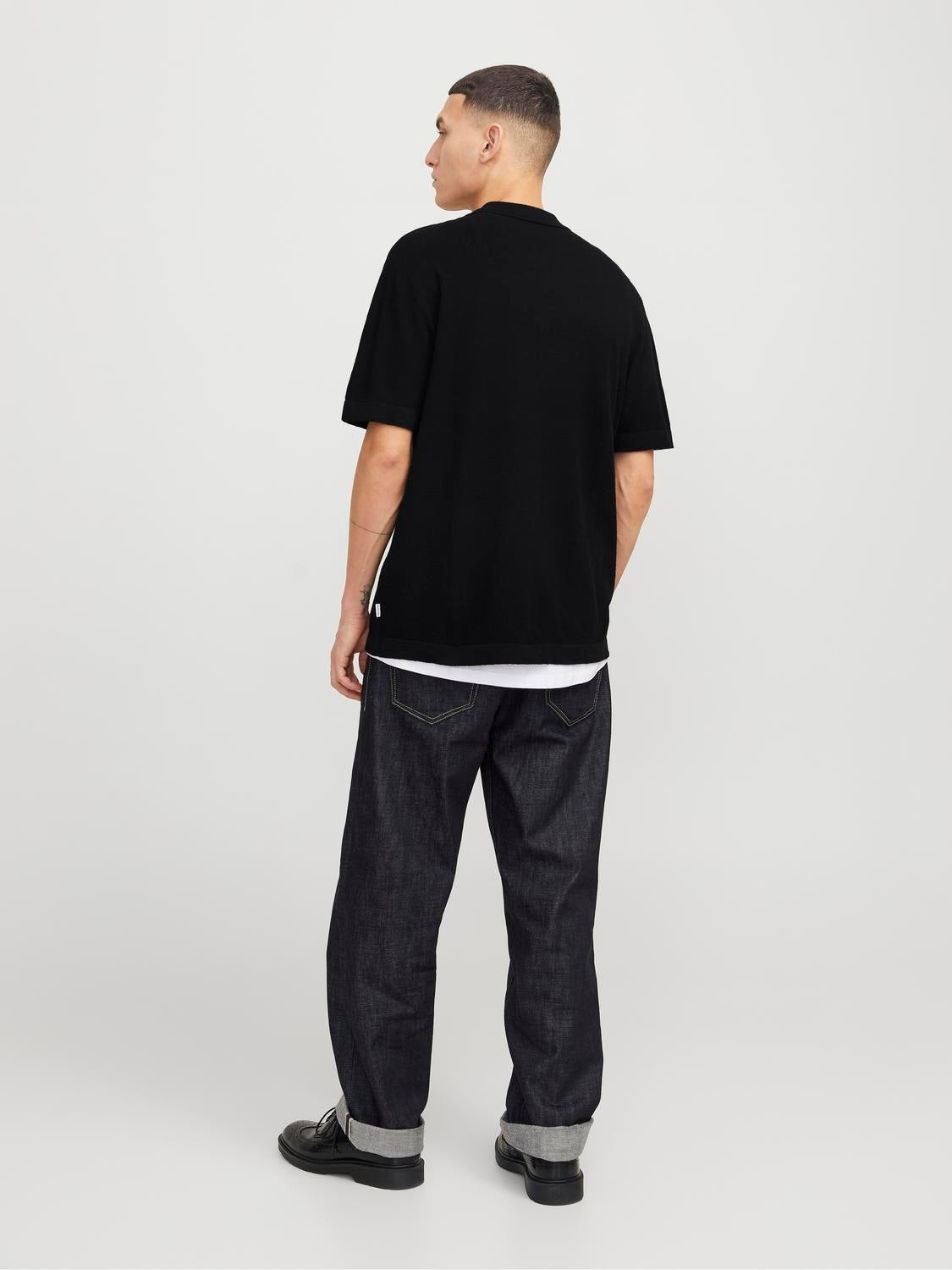 JACK & JONES JJEEMIL knit structure shirt in black - Image 2