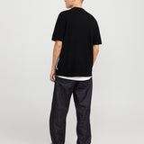 JACK & JONES JJEEMIL knit structure shirt in black - Image 2