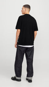 JACK & JONES JJEEMIL knit structure shirt in black - Image 2