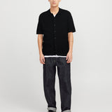 JACK & JONES JJEEMIL knit structure shirt in black - Image 4
