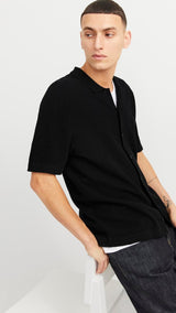 JACK & JONES JJEEMIL knit structure shirt in black - Image 7