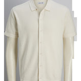JACK & JONES JJEEMIL knit structure shirt in cloud dancer - Image 3