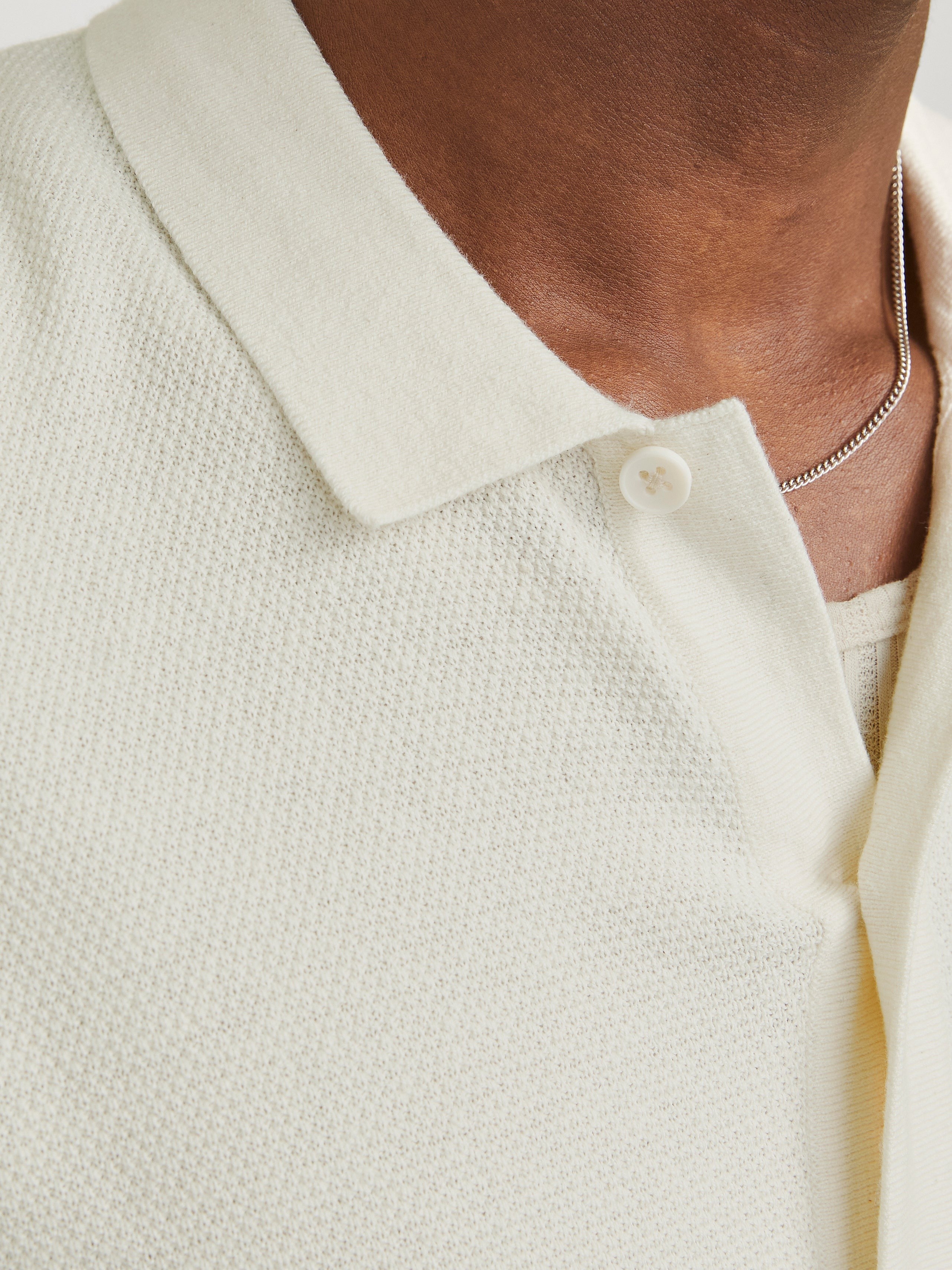 JACK & JONES JJEEMIL knit structure shirt in cloud dancer - Image 6