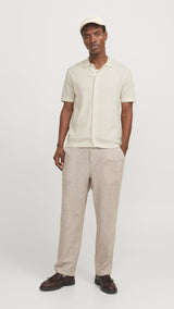 JACK & JONES JJEEMIL knit structure shirt in cloud dancer - Image 4