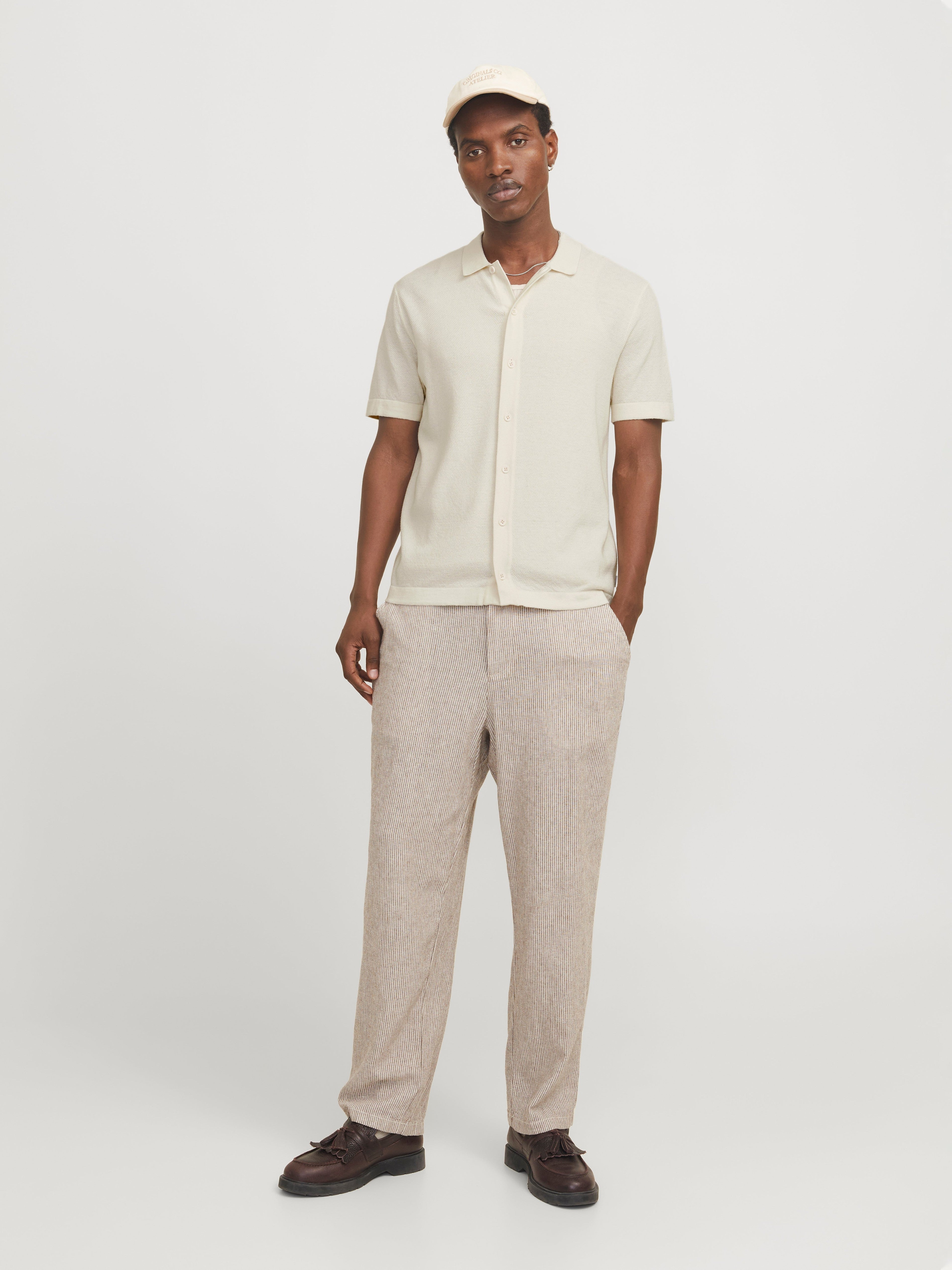 JACK & JONES JJEEMIL knit structure shirt in cloud dancer - Image 4