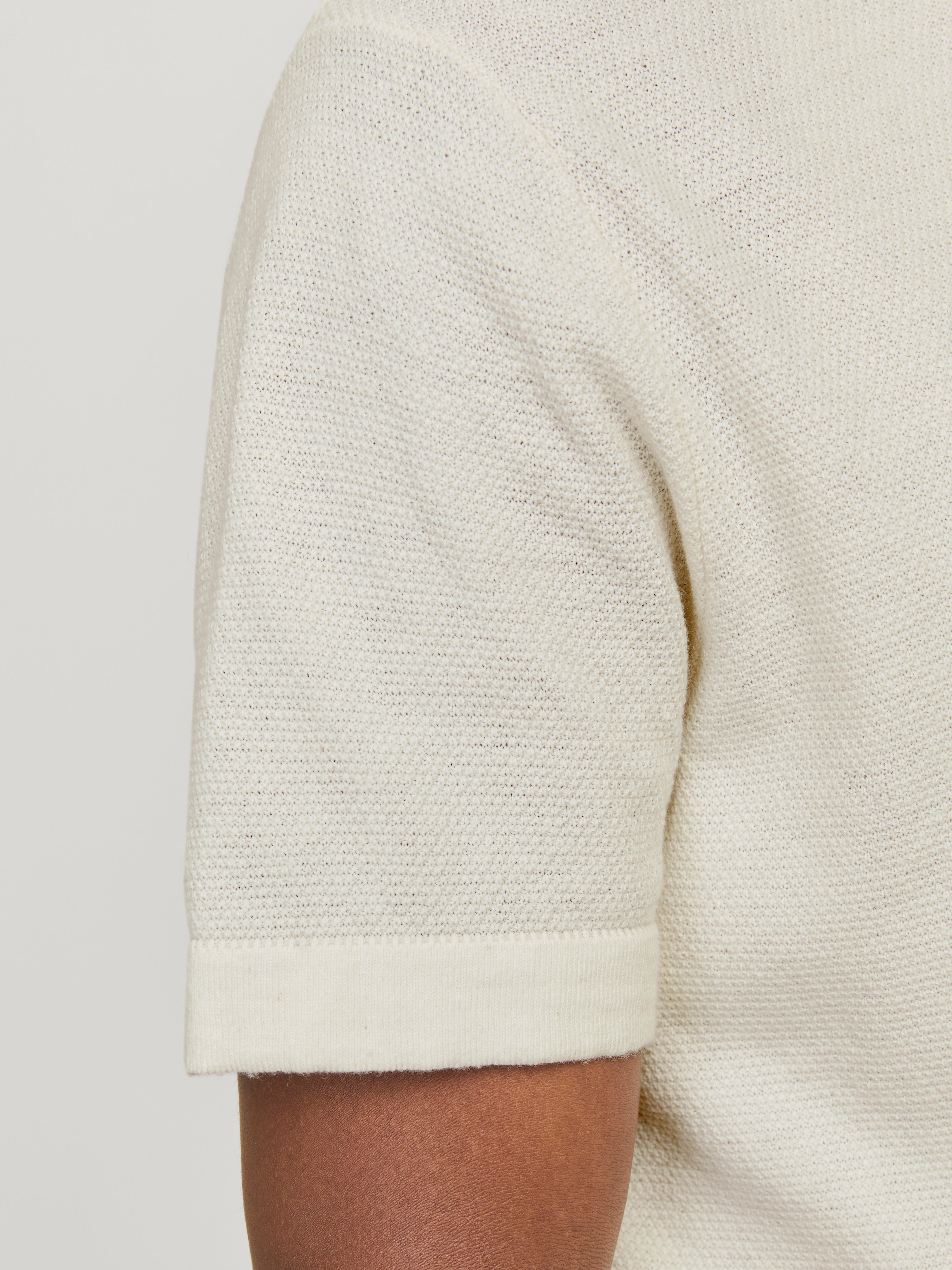 JACK & JONES JJEEMIL knit structure shirt in cloud dancer - Image 5
