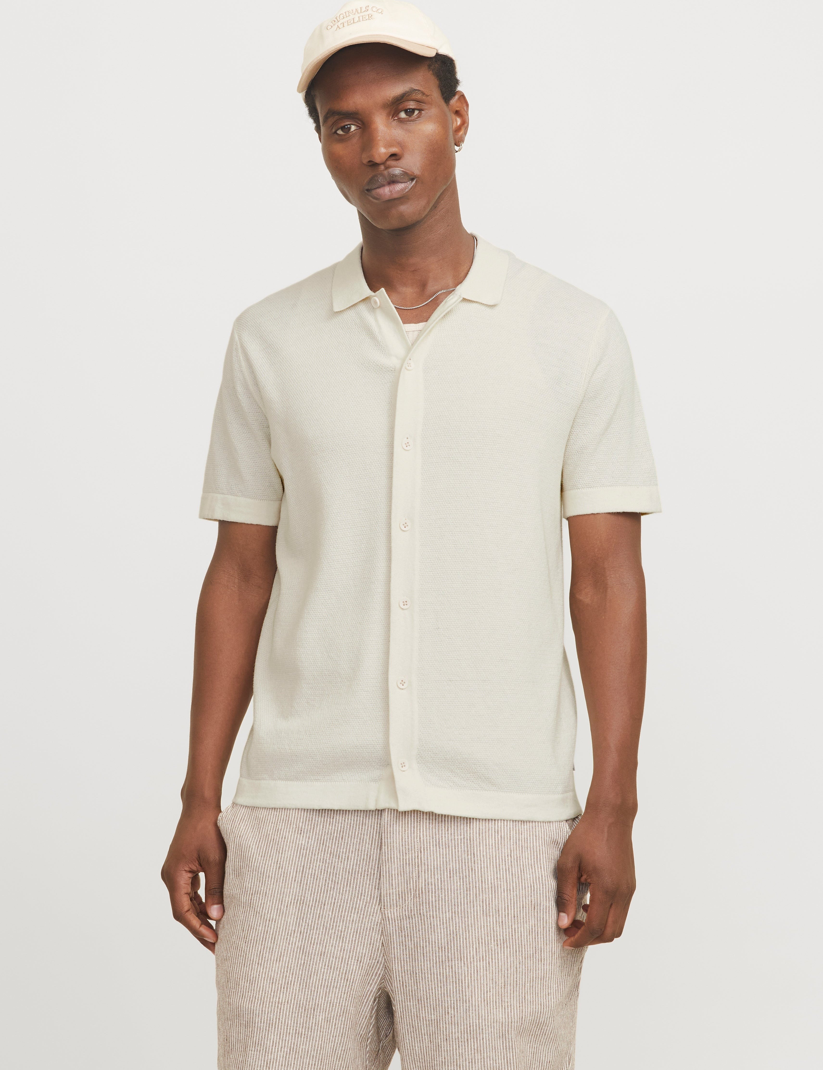 JACK & JONES JJEEMIL knit structure shirt in coriander - Image 1