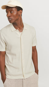 JACK & JONES JJEEMIL knit structure shirt in cloud dancer - Image 7