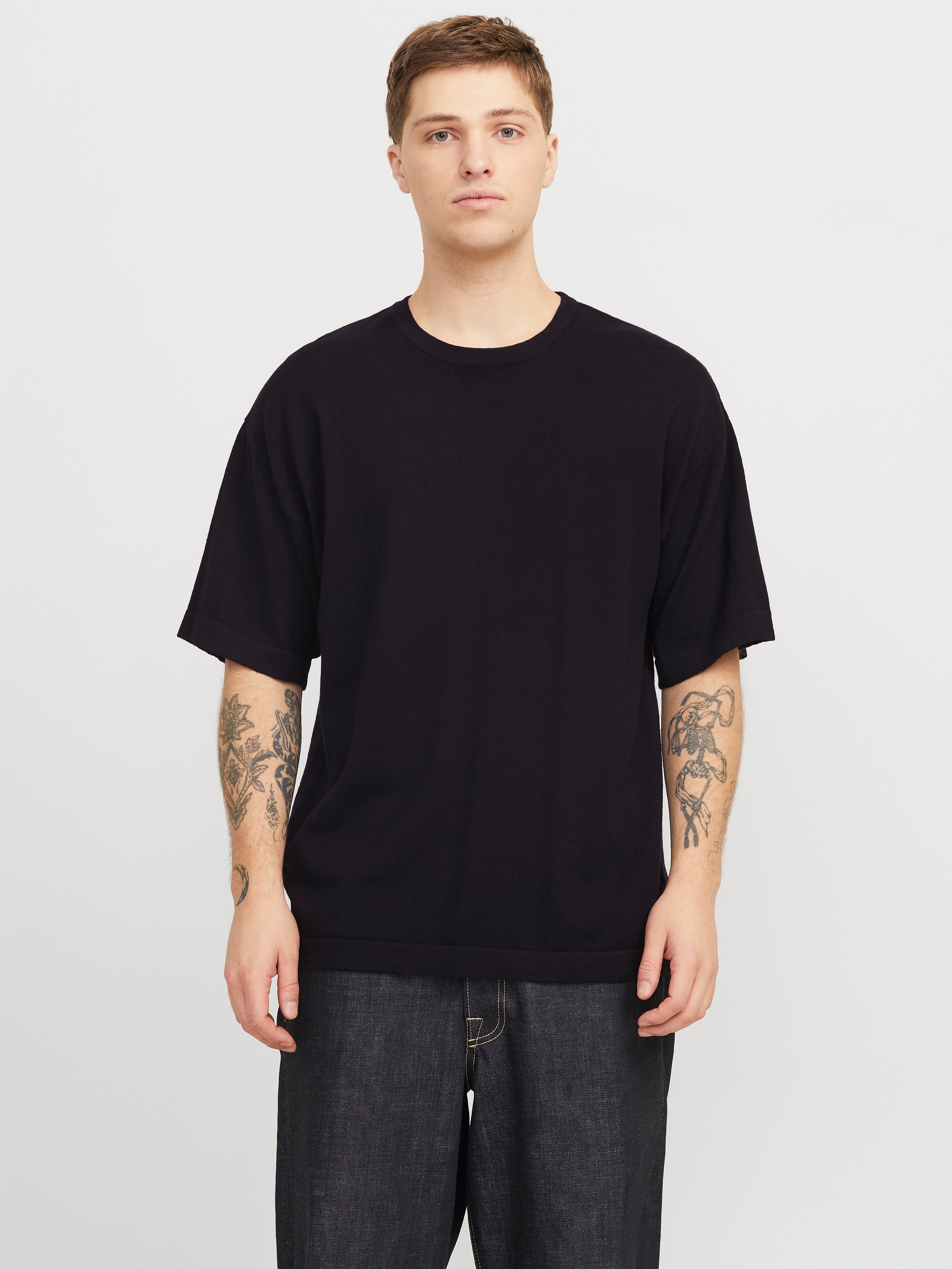 JACK & JONES JJEEMIL knit tee - black