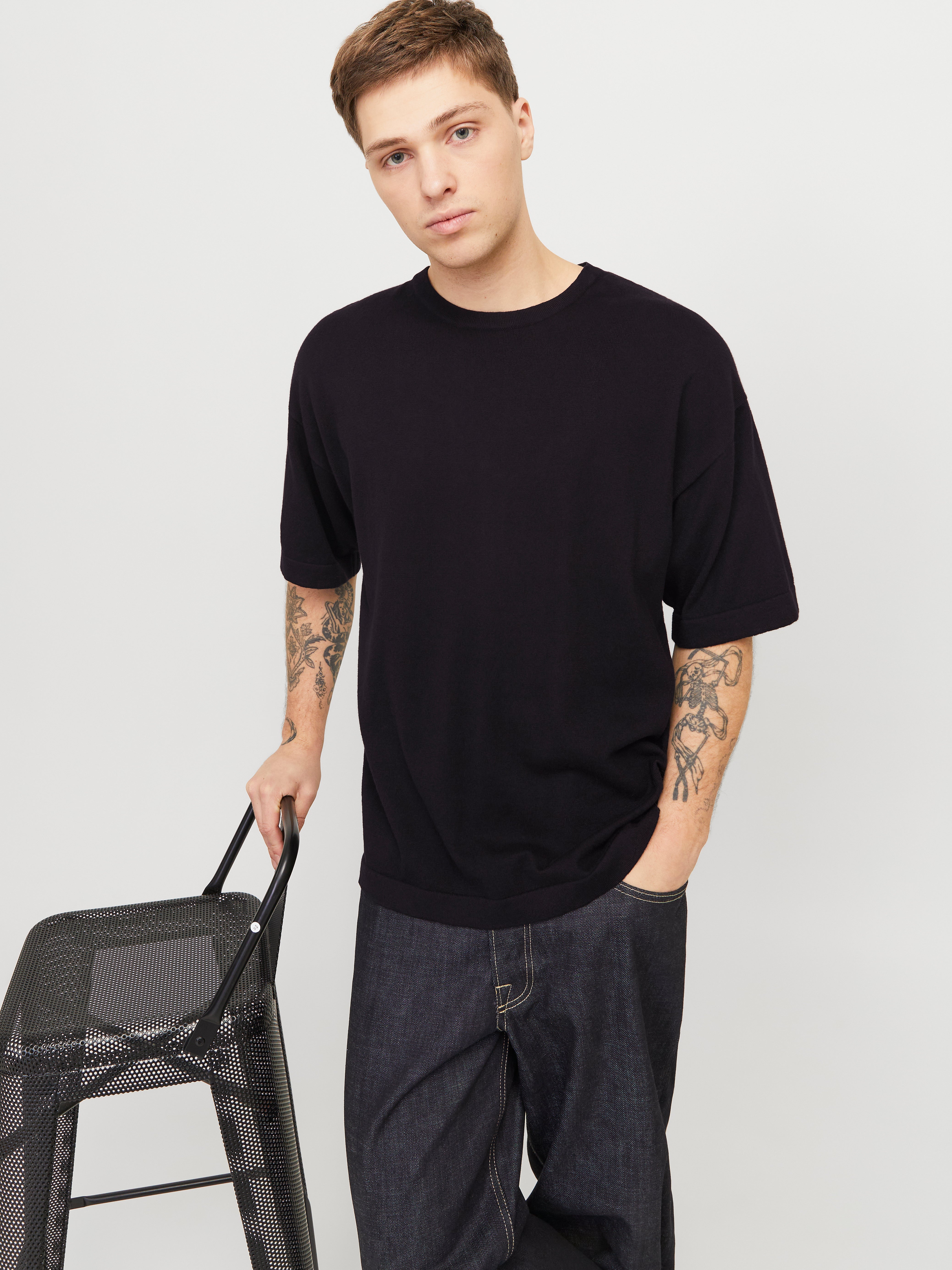 JACK & JONES JJEEMIL knit tee - black
