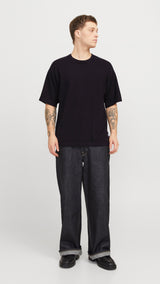 JACK & JONES JJEEMIL knit tee - black