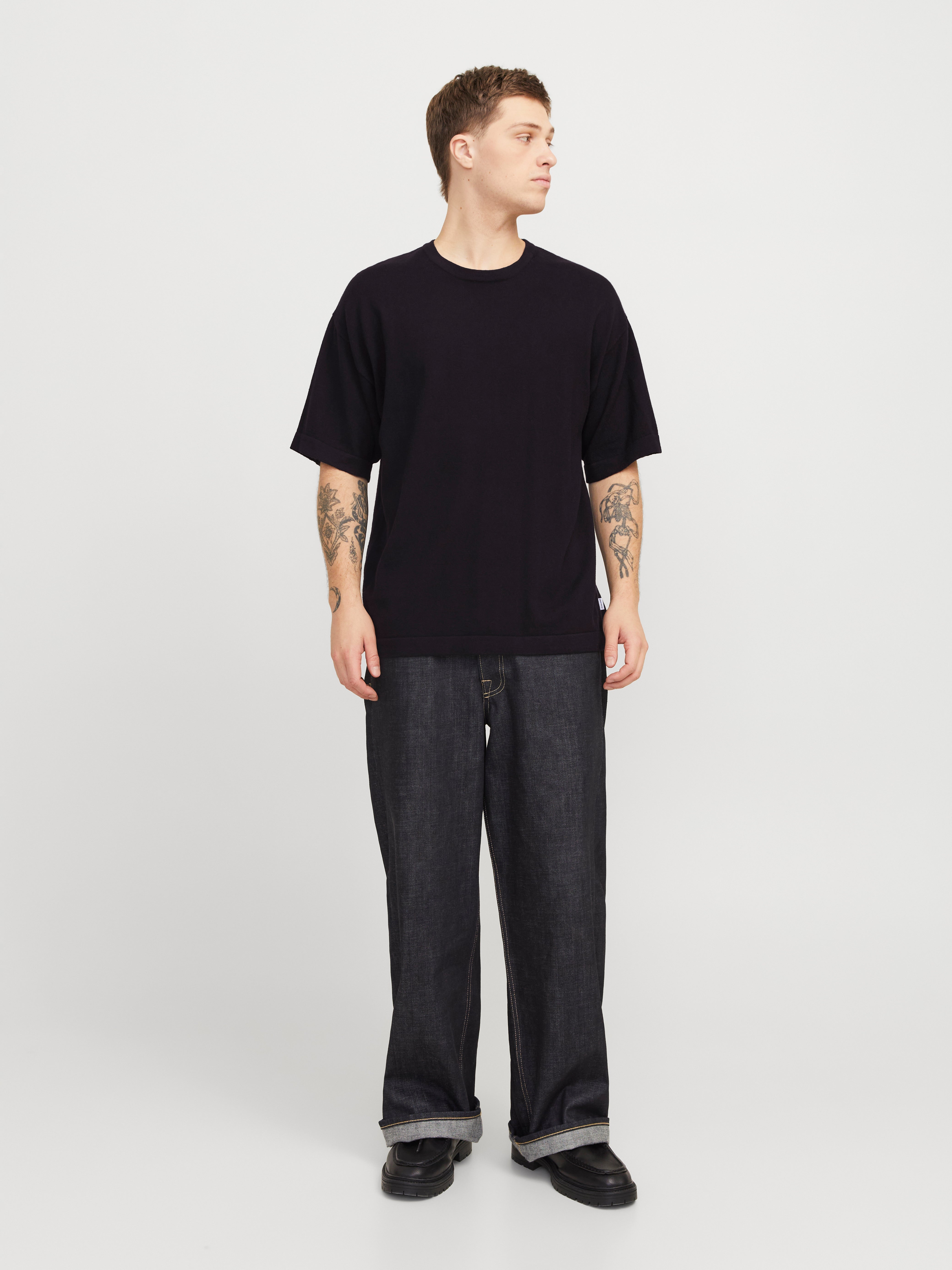 JACK & JONES JJEEMIL knit tee - black