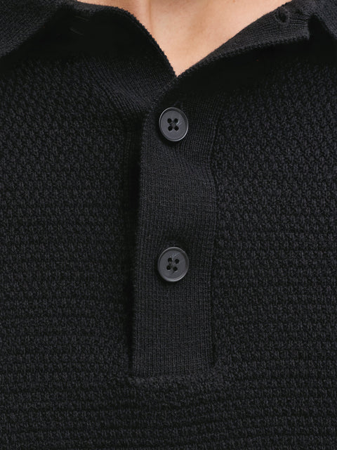 JACK & JONES JJEGEORGE knit polo in black