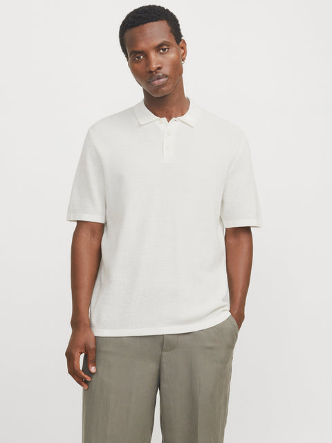 JACK & JONES JJEGEORGE knit polo in coriander w. cloud dancer