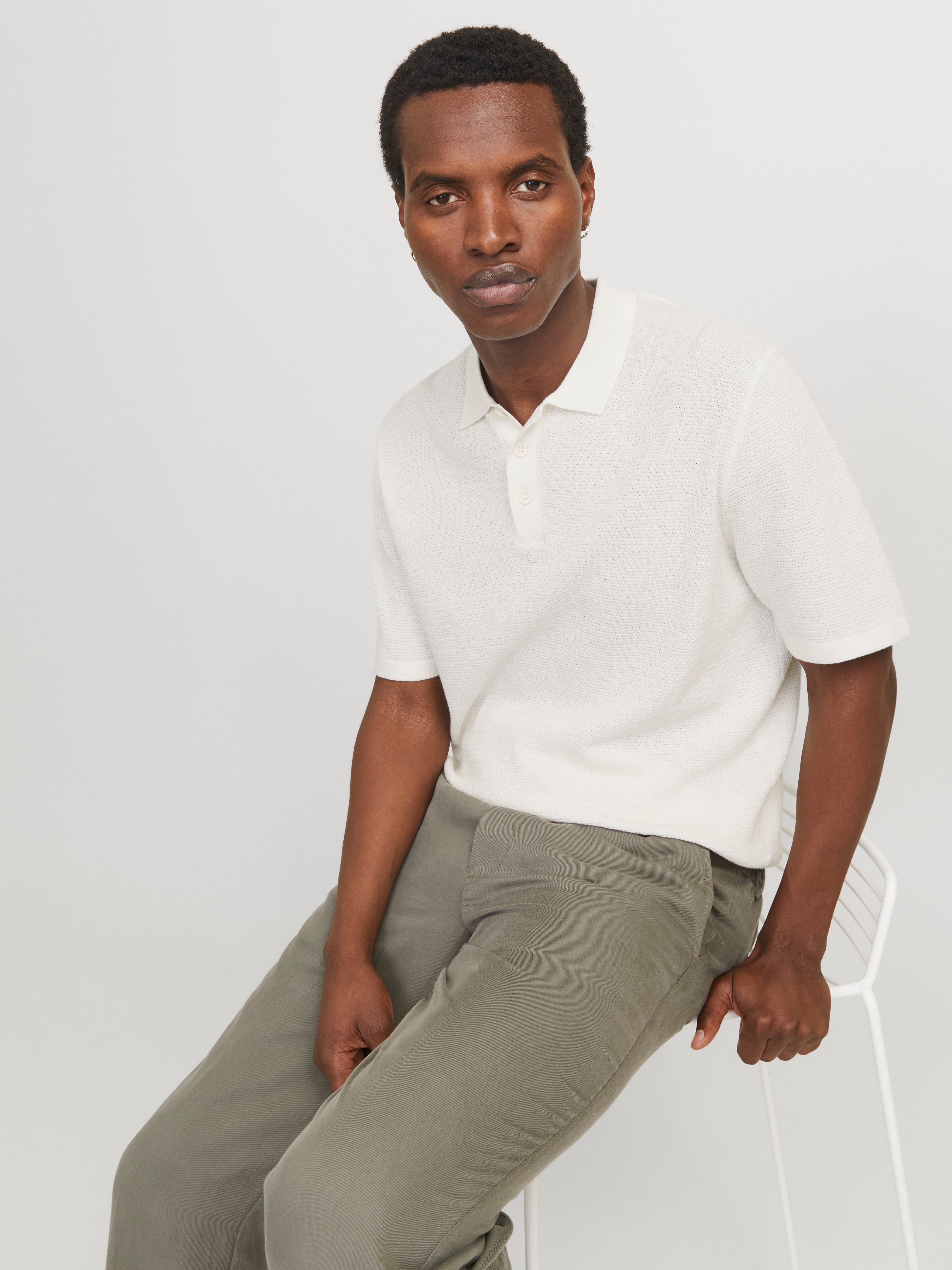 JACK & JONES JJEGEORGE knit polo - coriander w. cloud dancer