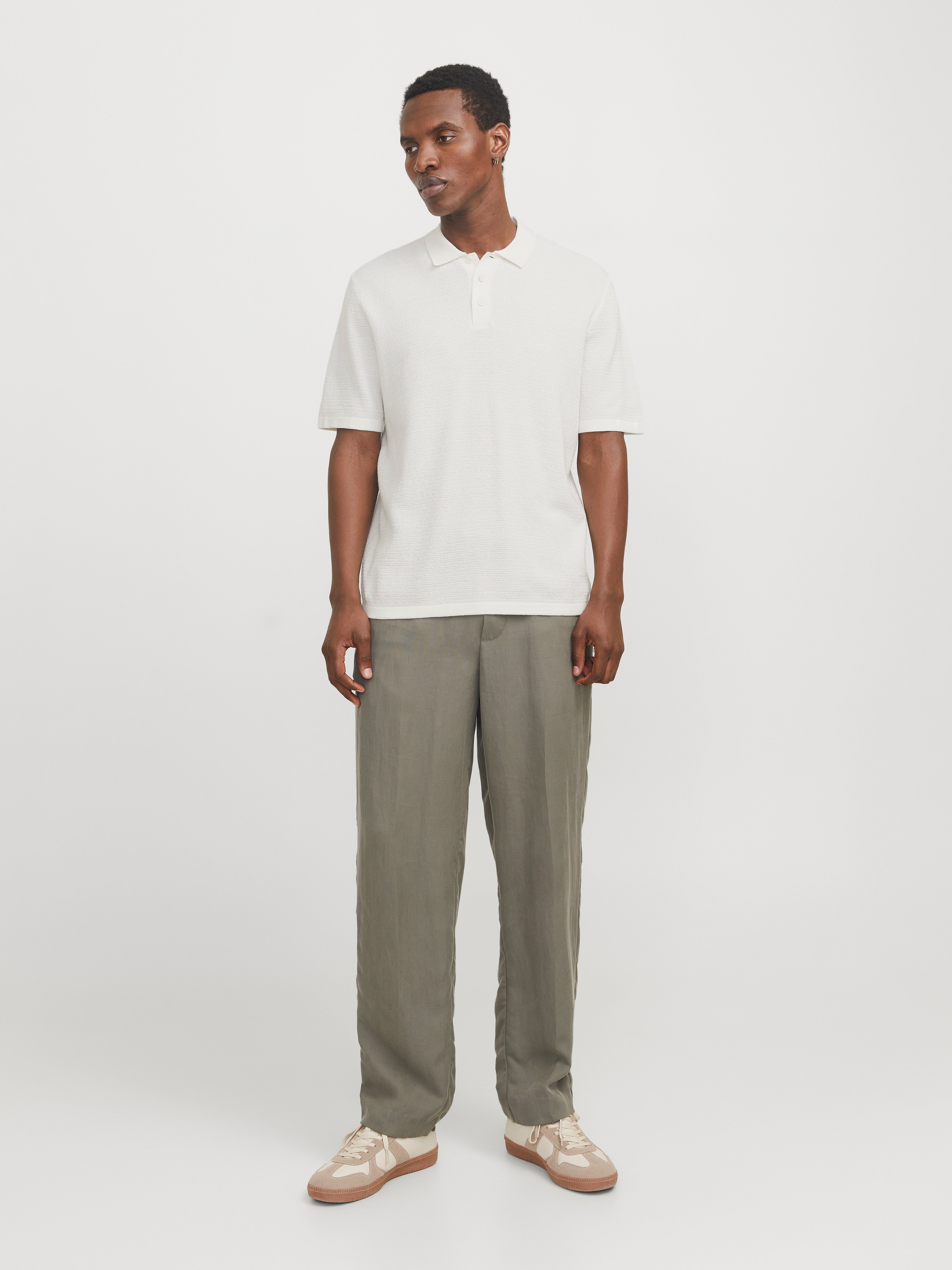 JACK & JONES JJEGEORGE knit polo - coriander w. cloud dancer