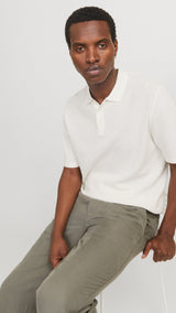 JACK & JONES JJEGEORGE knit polo - chambray blue w. cloud dancer