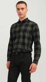 JACK & JONES JJEGINGHAM twill shirt in crockery - Image 1