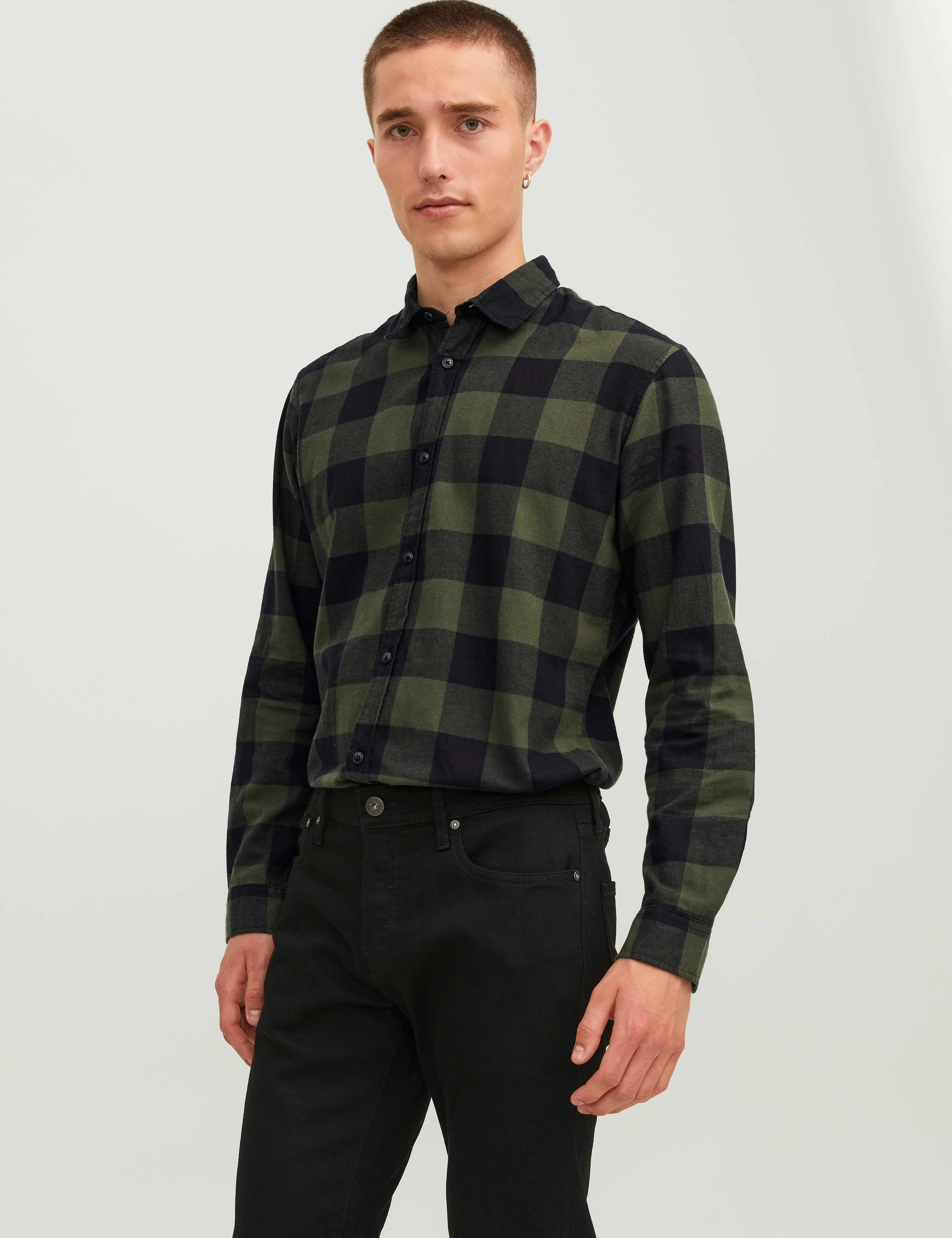 JACK & JONES JJEGINGHAM twill shirt in crockery - Image 1