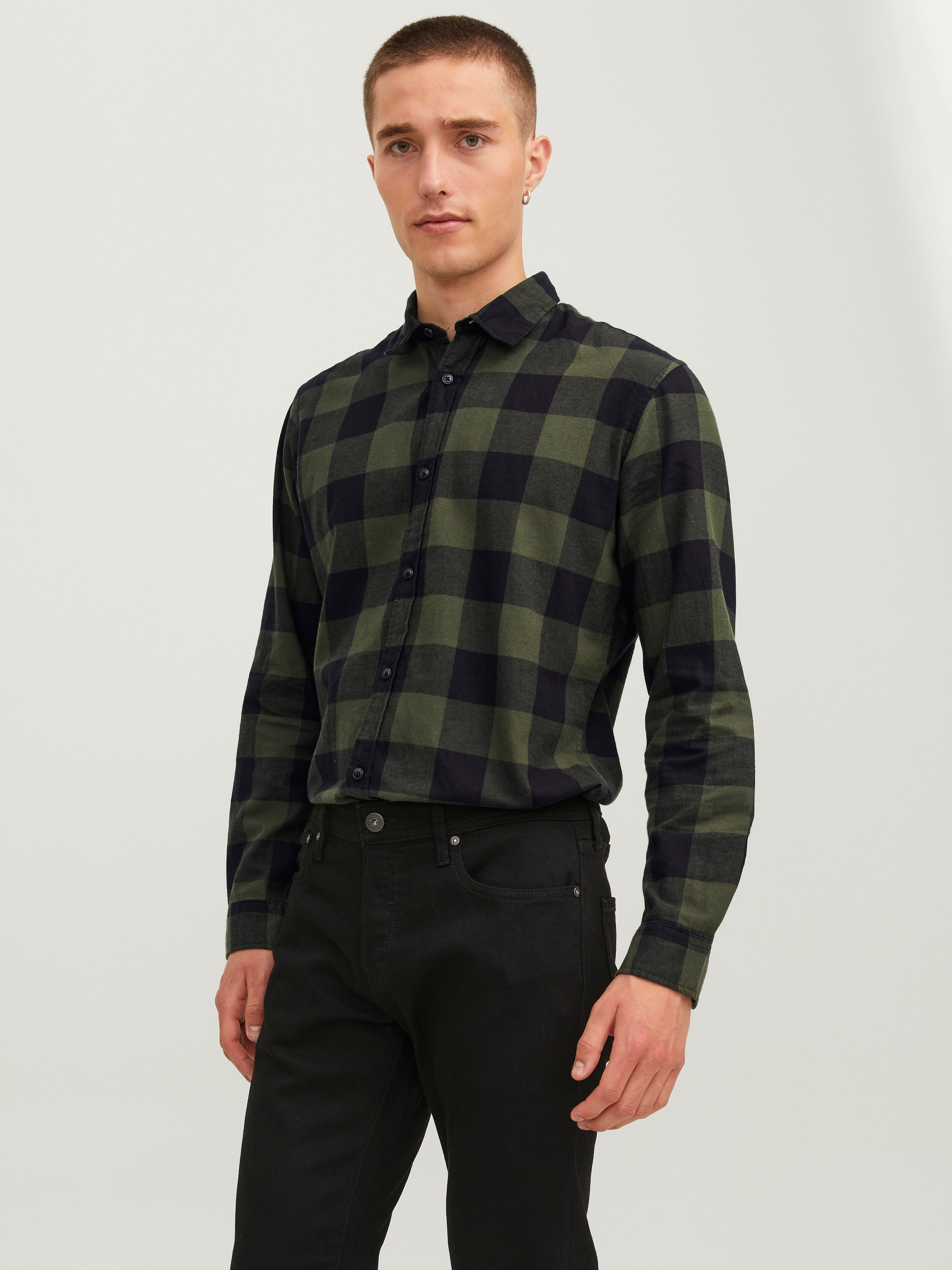 JACK & JONES JJEGINGHAM twill shirt in crockery - Image 1