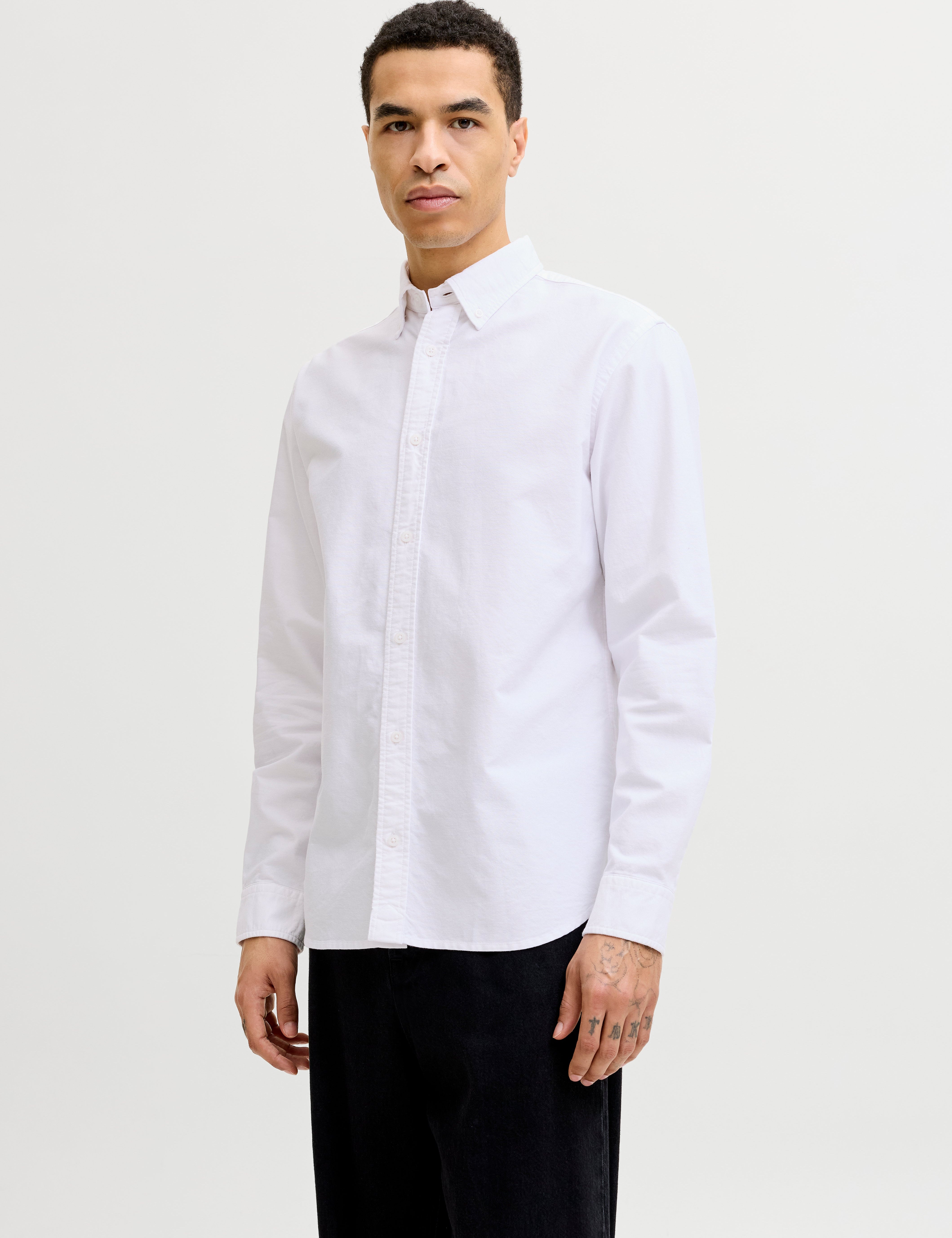 JACK & JONES JJEHARVEY oxford shirt - white regular fit