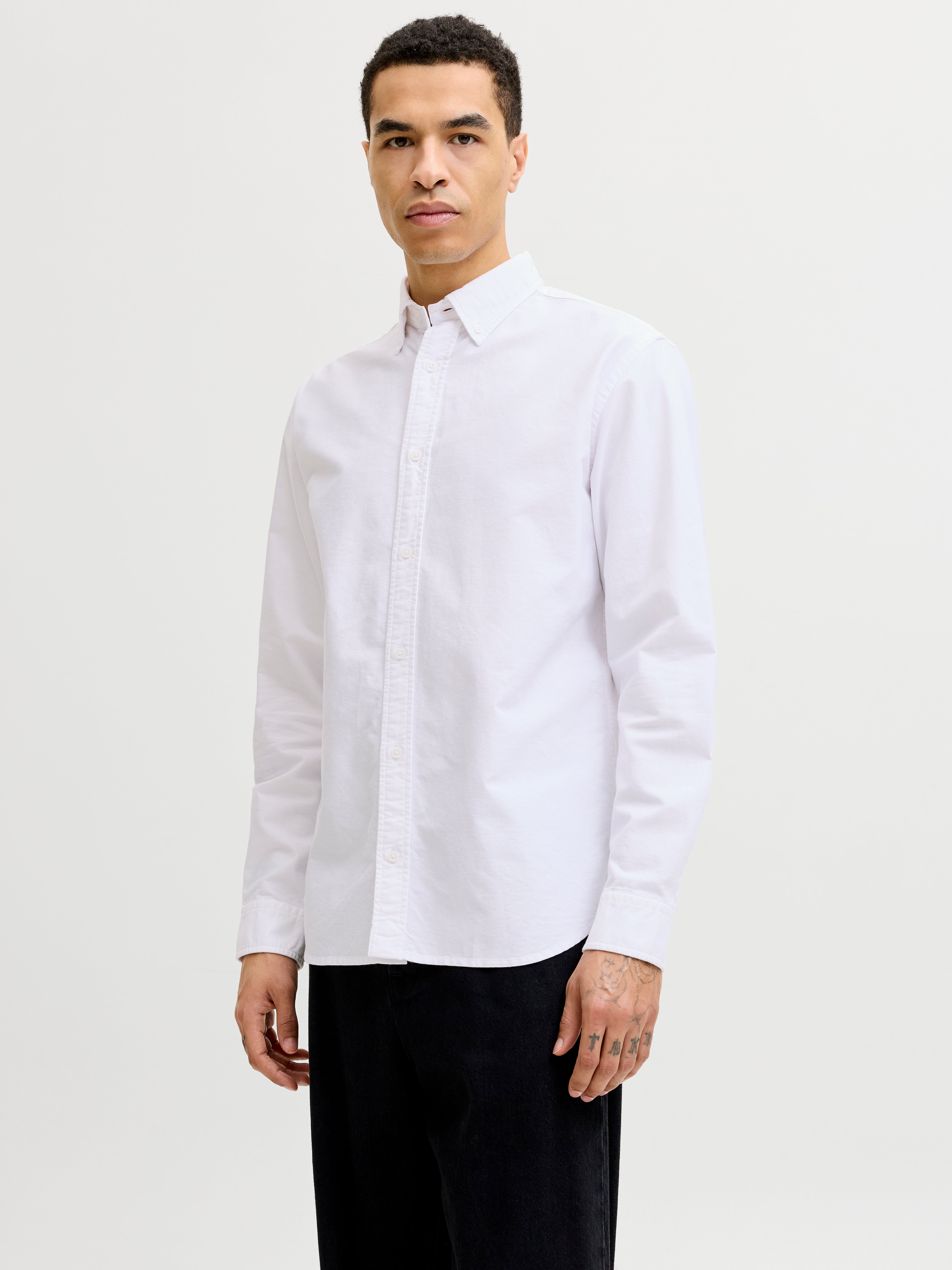 JACK & JONES JJEHARVEY oxford shirt - white regular fit