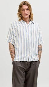 JACK & JONES JJEJEFF resort stripe shirt - celestial blue