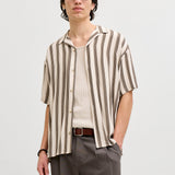 JACK & JONES JJEJEFF resort stripe shirt - moonbeam