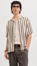 JACK & JONES JJEJEFF resort stripe shirt - moonbeam