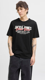 JACK & JONES JJELOGO tee o-neck col in black - Image 1