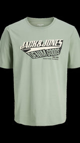 JACK & JONES JJELOGO tee o-neck col in iceberg green - Image 3