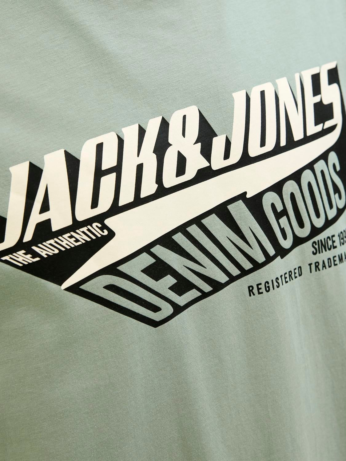 JACK & JONES JJELOGO tee o-neck col in iceberg green - Image 5