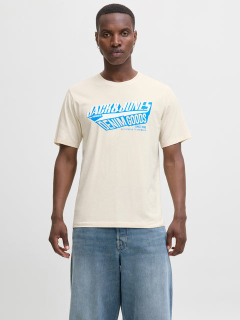 JACK & JONES JJELOGO tee o-neck col in antique white